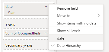 drop-down menu on the date data