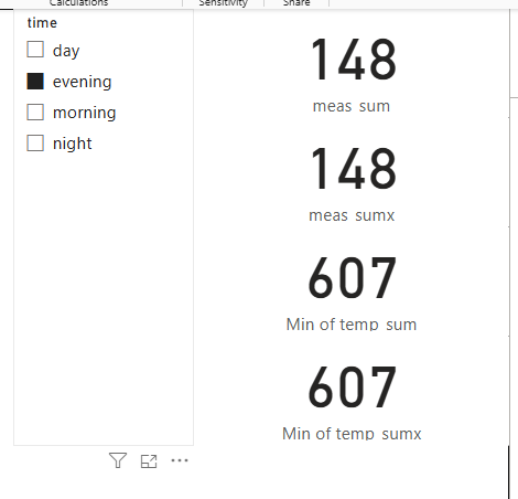 Four cards to display results