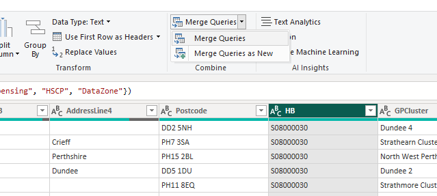 select Merge Queries