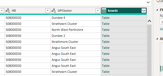 nested columns