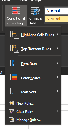 Conditional formatting