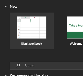 Create a new blank workbook