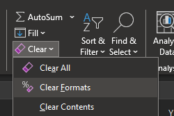 Clear formats