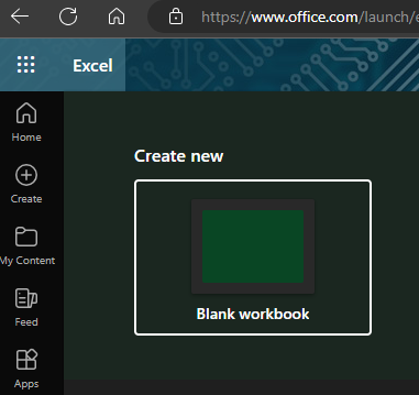 Create a new blank workbook