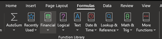 add from the Formulas area of the ribbon