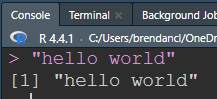 “hello world” in the terminal