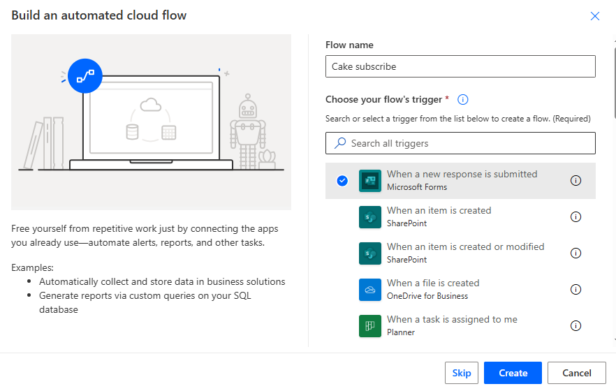 Build an automated flow