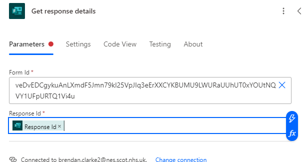 Populate with the form and step details