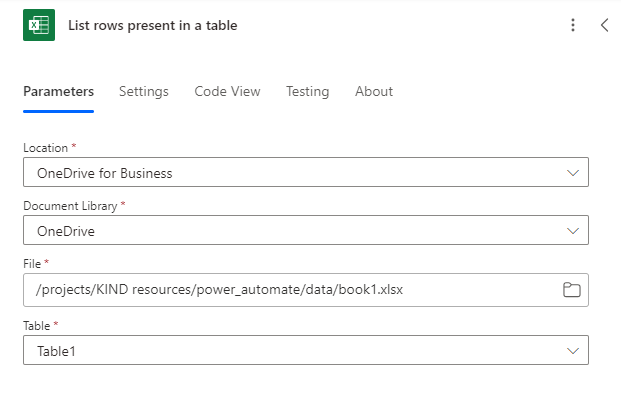 List rows present in a table