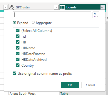 Select columns
