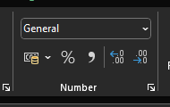 Number formatting area