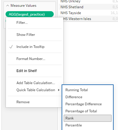 Quick Table Calculation